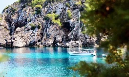 Ibiza Airport with Mediterranean beaches, white architecture, sunset parties, luxury yachts, Balearic island lifestyle, premium airport transportation service