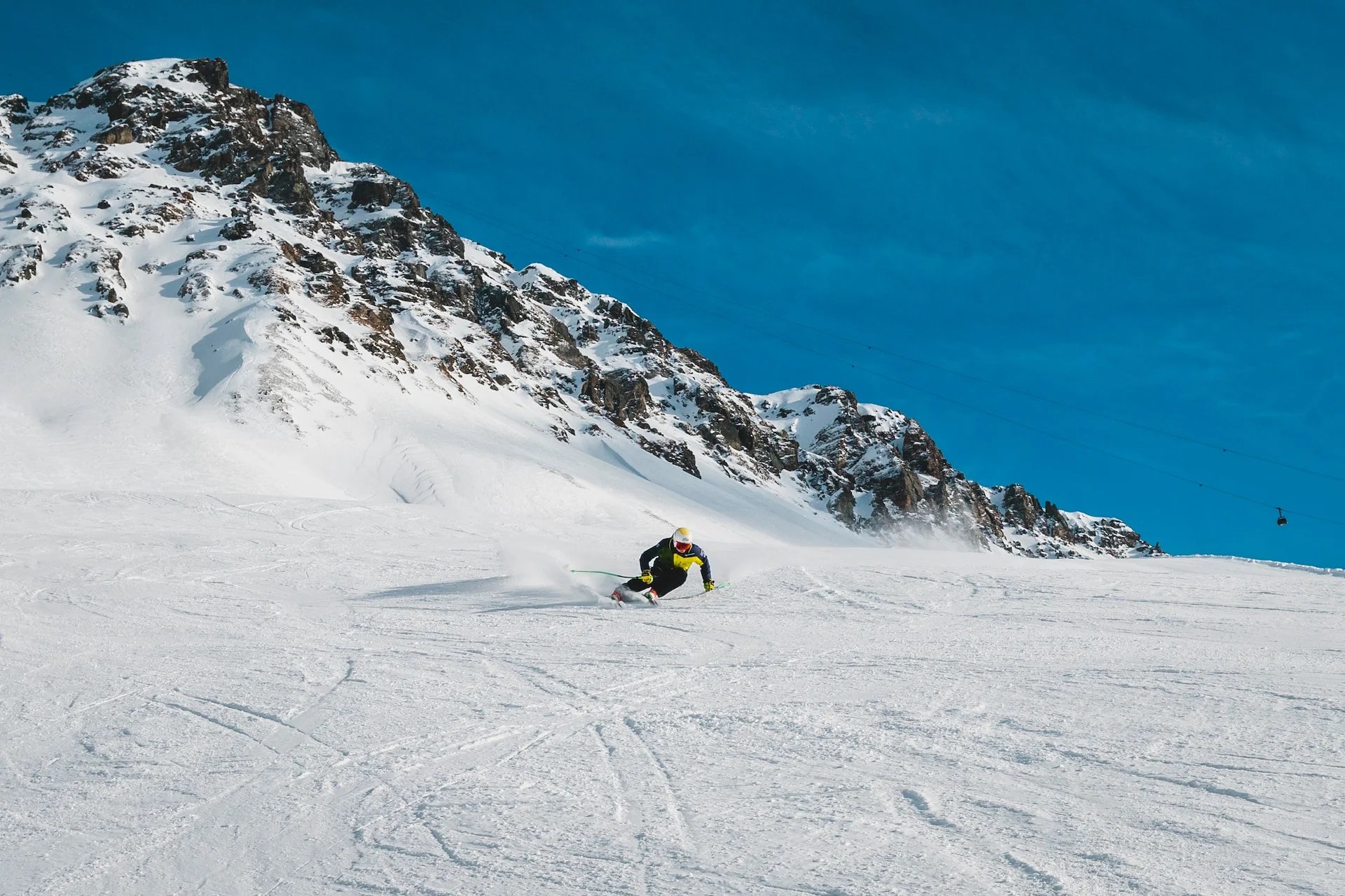 a person skiing down a mountain