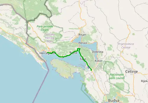Route map Tivat Airport - Herceg Novi, 28 km, approx. 48 min