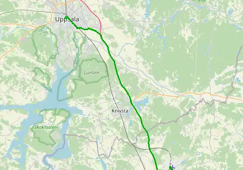 Route map Stockholm Arlanda Airport - Uppsala, 36 km, approx. 32 min