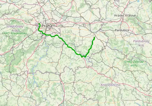 Route map Prague Airport - Kutna Hora, 125 km, approx. 94 min