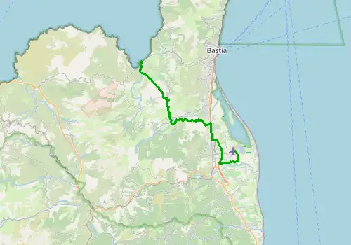 Route map Bastia Airport - Saint Florent, 36 km, approx. 41 min