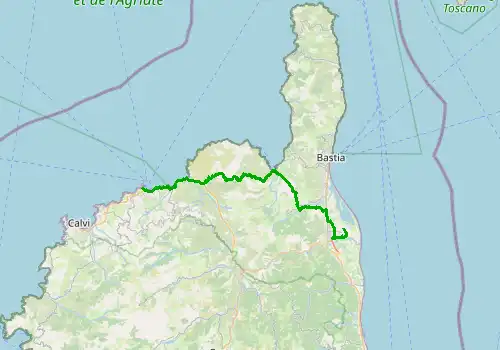 Route map Bastia Airport - L Ile Rousse, 78 km, approx. 88 min