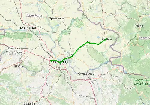 Route map Belgrade Airport - Vrsac, 101 km, approx. 138 min
