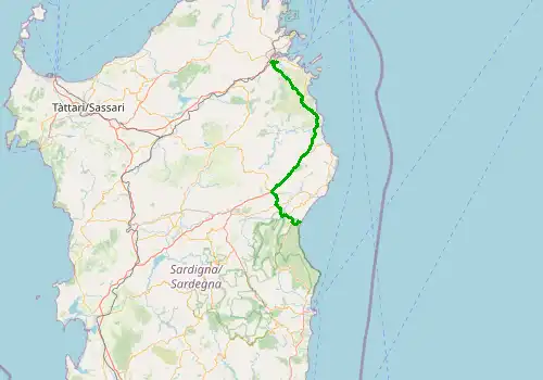 Route map Olbia Airport - Cala Gonone, 106 km, approx. 96 min