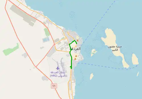 Route map Hurghada Airport - Makadi Bay, 10 km, approx. 11 min