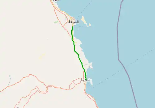 Route map Hurghada Airport - Safaga, 51 km, approx. 35 min