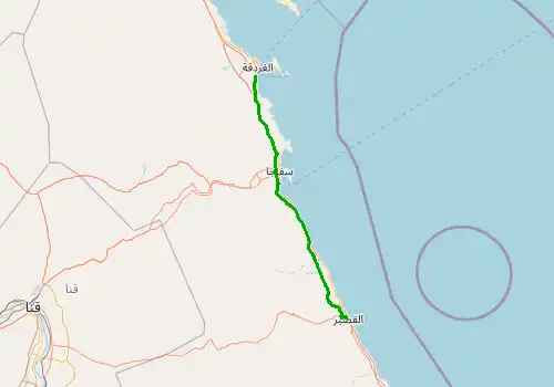 Route map Hurghada Airport - El Quoseir, 141 km, approx. 88 min