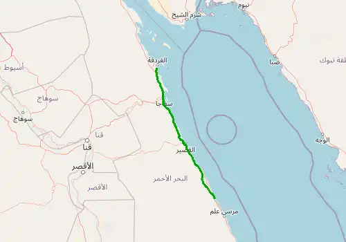 Route map Hurghada Airport - Marsa Alam, 243 km, approx. 149 min
