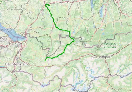 Route map Memmingen Airport - Lech am Arlberg, 161 km, approx. 126 min