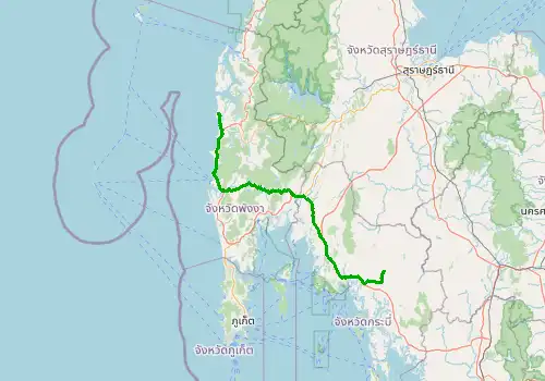 Route map Krabi Airport (KBV) - Khao Lak, 192 km, approx. 192 min