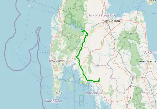 Route map Krabi Airport (KBV) - Khao Sok, 161 km, approx. 162 min