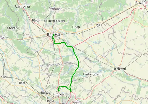 Route map Bucharest Otopeni Airport - Ploiesti, 73 km, approx. 55 min