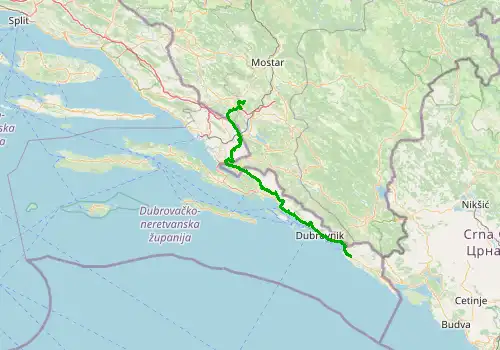 Route map Dubrovnik Airport - Medjugorje, 139 km, approx. 166 min