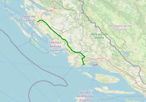 Route map Zadar Airport - Marina Baotic, Seget Donji, 117 km, approx. 90 min