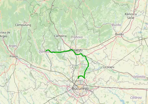 Route map Bucharest Otopeni Airport - Targoviste, 116 km, approx. 93 min