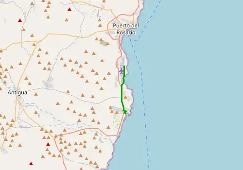 Route map Fuerteventura Airport - Caleta de Fuste, 7 km, approx. 16 min