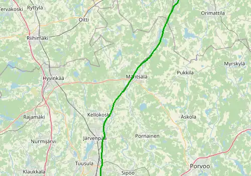 Route map Helsinki Airport - Lahti, 95 km, approx. 65 min