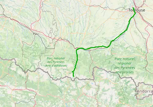 Route map Toulouse Airport - Saint Lary Soulan, 171 km, approx. 135 min