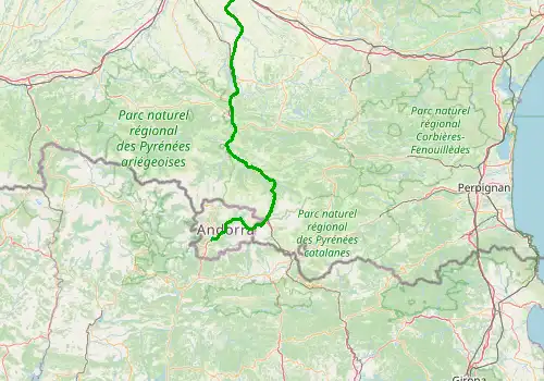 Route map Toulouse Airport - Grandvalira (Andorra), 195 km, approx. 178 min