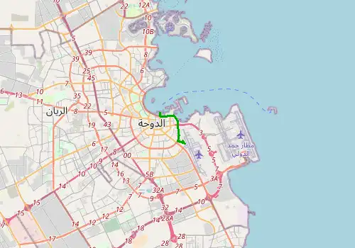 Route map Doha International Airport - Doha Souq Waqif, 6 km, approx. 11 min