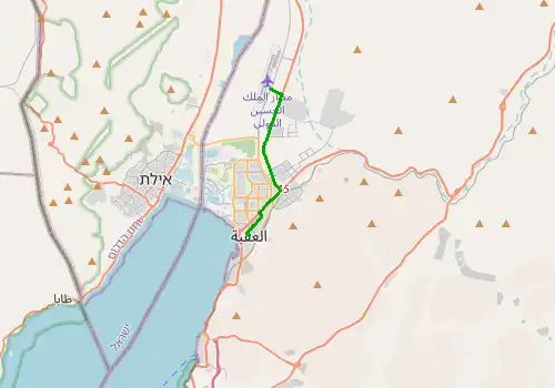 Route map Aqaba King Hussein Airport - Aqaba, 11 km, approx. 12 min