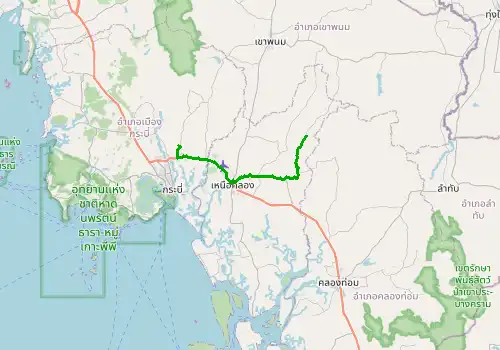 Route map Krabi Airport-Wat Tham Suea, 31 km, approx. 38 min