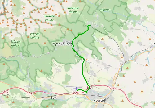 Route map Poprad Tatry Airport-Tatranská Lomnica, 16 km, approx. 19 min