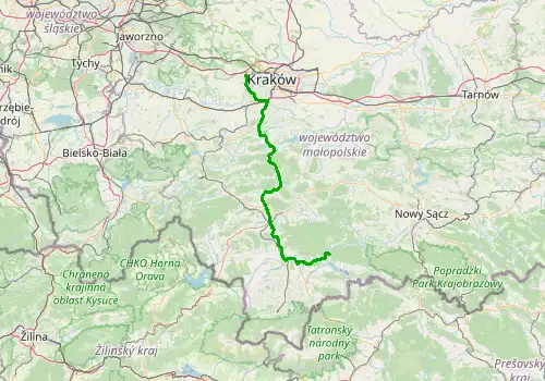Route map Krakow Airport-Białka Tatrzańska, 112 km, approx. 111 min