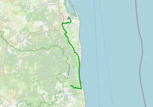Route map Bastia Airport - Cervione, 38 km, approx. 51 min