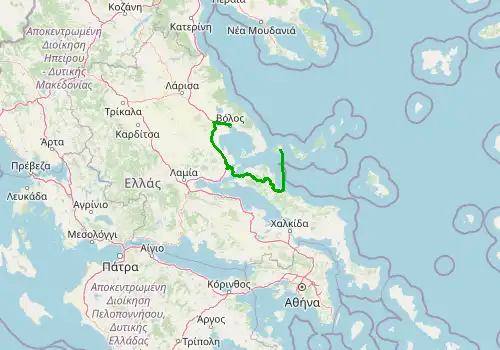 Route map Volos Airport - Skiathos town, Skiathos, 200 km, approx. 706 min