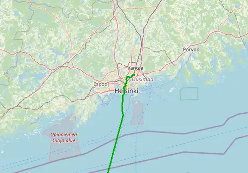 Route map Helsinki Airport - Tallinn, 103 km, approx. 214 min