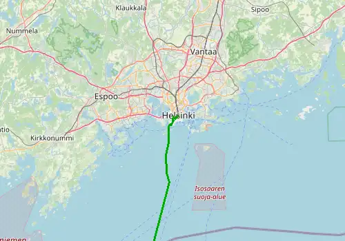 Route map Tallinn Airport - Helsinki, 87 km, approx. 213 min