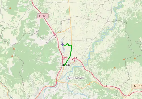 Route map Banja Luka Airport - Laktasi, 6 km, approx. 13 min