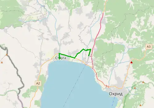 Route map Ohrid Airport - Struga, 10 km, approx. 24 min