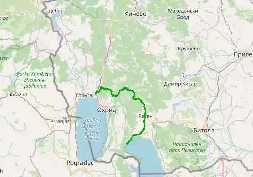 Route map Ohrid Airport - Prespa Lakes, 61 km, approx. 87 min