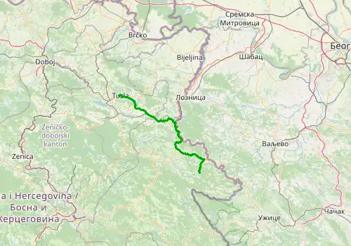 Route map Tuzla Airport - Srebrenica, 101 km, approx. 108 min