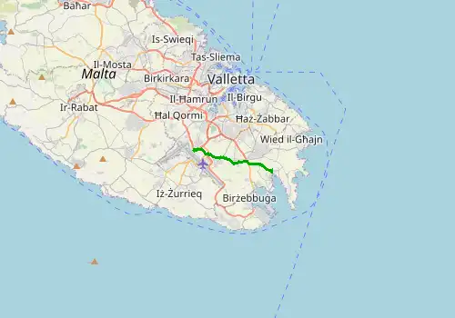 Route map Malta Airport - Marsaxlokk, 6 km, approx. 11 min