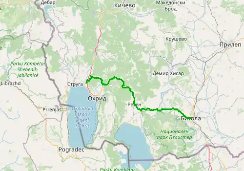 Route map Ohrid Airport - Bitola, 76 km, approx. 112 min