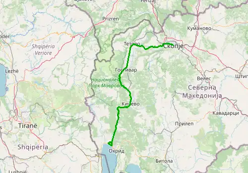 Route map Ohrid Airport - Skopje, 174 km, approx. 196 min