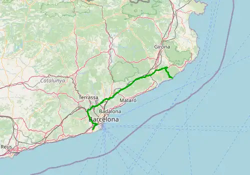 Route map Barcelona  Airport - Tossa de Mar, 128 km, approx. 96 min