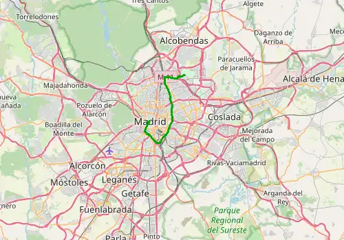 Route map Madrid Barajas Airport - Madrid, 22 km, approx. 28 min