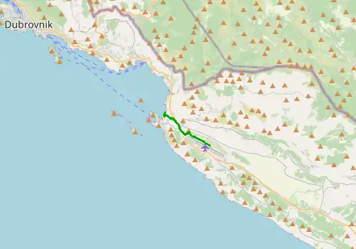 Route map Dubrovnik Airport - Cavtat, 5 km, approx. 16 min