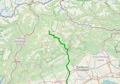 Route map Treviso Airport - Corvara, Alto Adige, 164 km, approx. 157 min