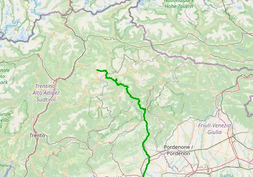 Route map Treviso Airport - Selva di Val Gardena, 178 km, approx. 179 min