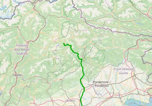 Route map Treviso Airport - Val di Fiemme, 145 km, approx. 141 min