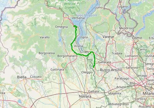 Route map Milan Malpensa Airport - Stresa, Lake Maggiore, 54 km, approx. 57 min