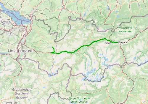 Route map Innsbruck Airport - Lech am Arlberg, 118 km, approx. 96 min