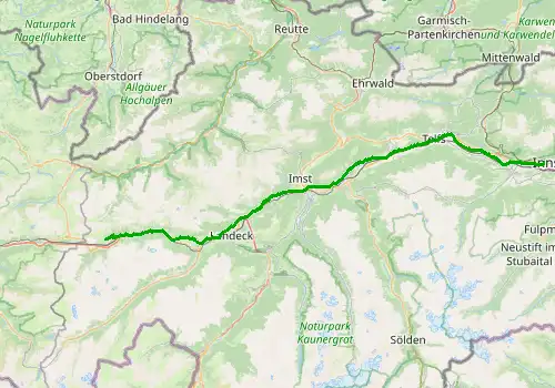 Route map Innsbruck Airport - St Anton am Arlberg, 94 km, approx. 72 min