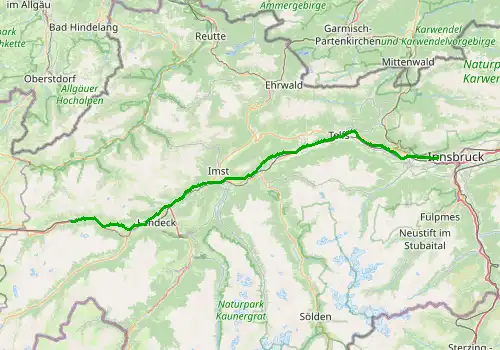 Route map Innsbruck Airport - St. Christoph am Arlberg, 86 km, approx. 57 min
